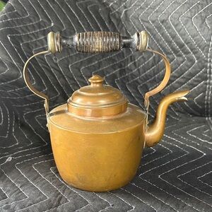 Vintage Brass Teapot with Black Handle